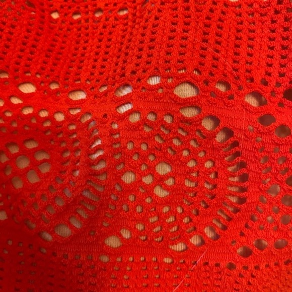 Free People, Oceanside orangey red Crochet Strapless Minidress size large new!!! - Picture 7 of 13
